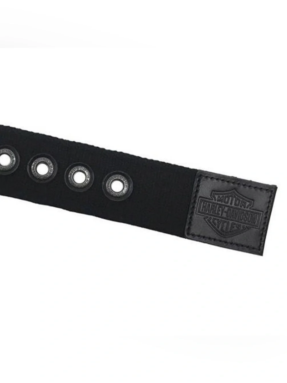 Harley-Davidson Bad Manners Black Canvas Leather Trim Belt Size 34